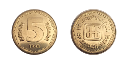 5 Dinari, 1993